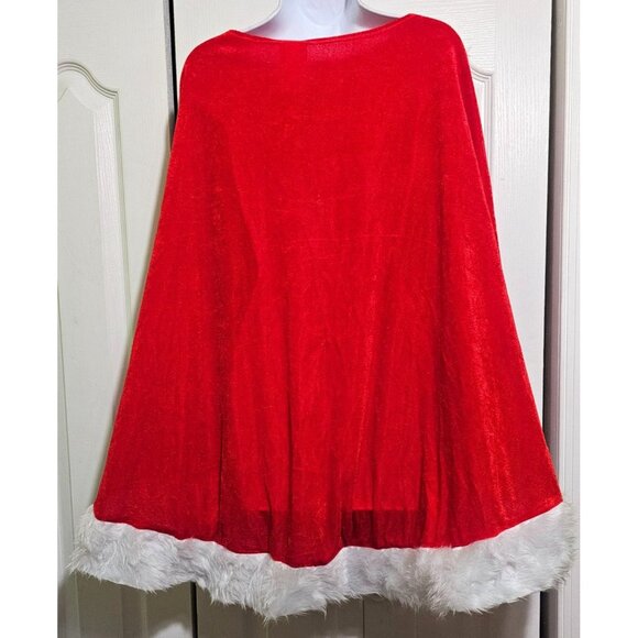 Christmas Red Poncho Candy Cane Stripe Thigh High Stockings Spencer's Santa Hat - Picture 6 of 7